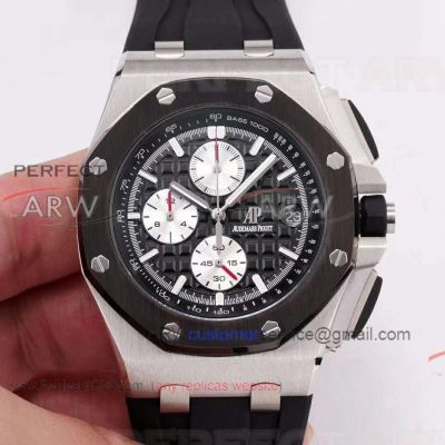 Perfect Replica Audemars Piguet Royal Oak Offshore Stainless Steel Case Black Steel Bezel 44mm Watch